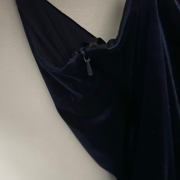 Black Halo Navy Velvet Faux Wrap Mini Dress - Picture 5 of 8